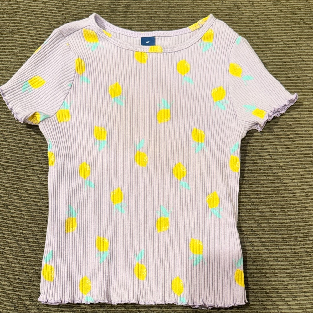 Old Navy Kids Lemon Print Tee - Yellow and Lavender